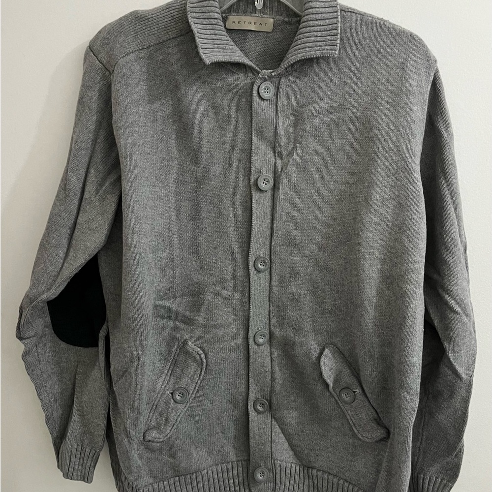 Gray Men's Cardigan Sweater